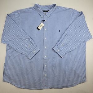Polo Ralph Lauren Men's Blue White Striped Button Down Shirt Stretch 6XB Big NWT